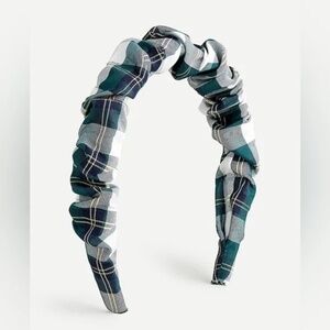J. Crew Preppy Navy  Plaid Scrunchie Headband